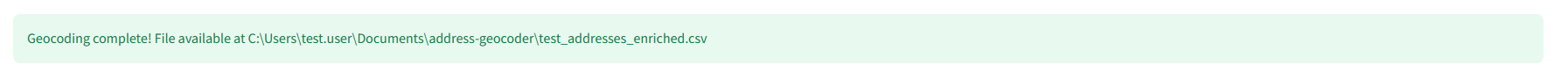 Geocoding complete message