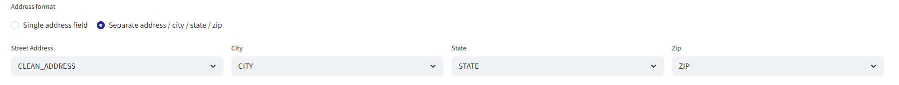 Separate address fields